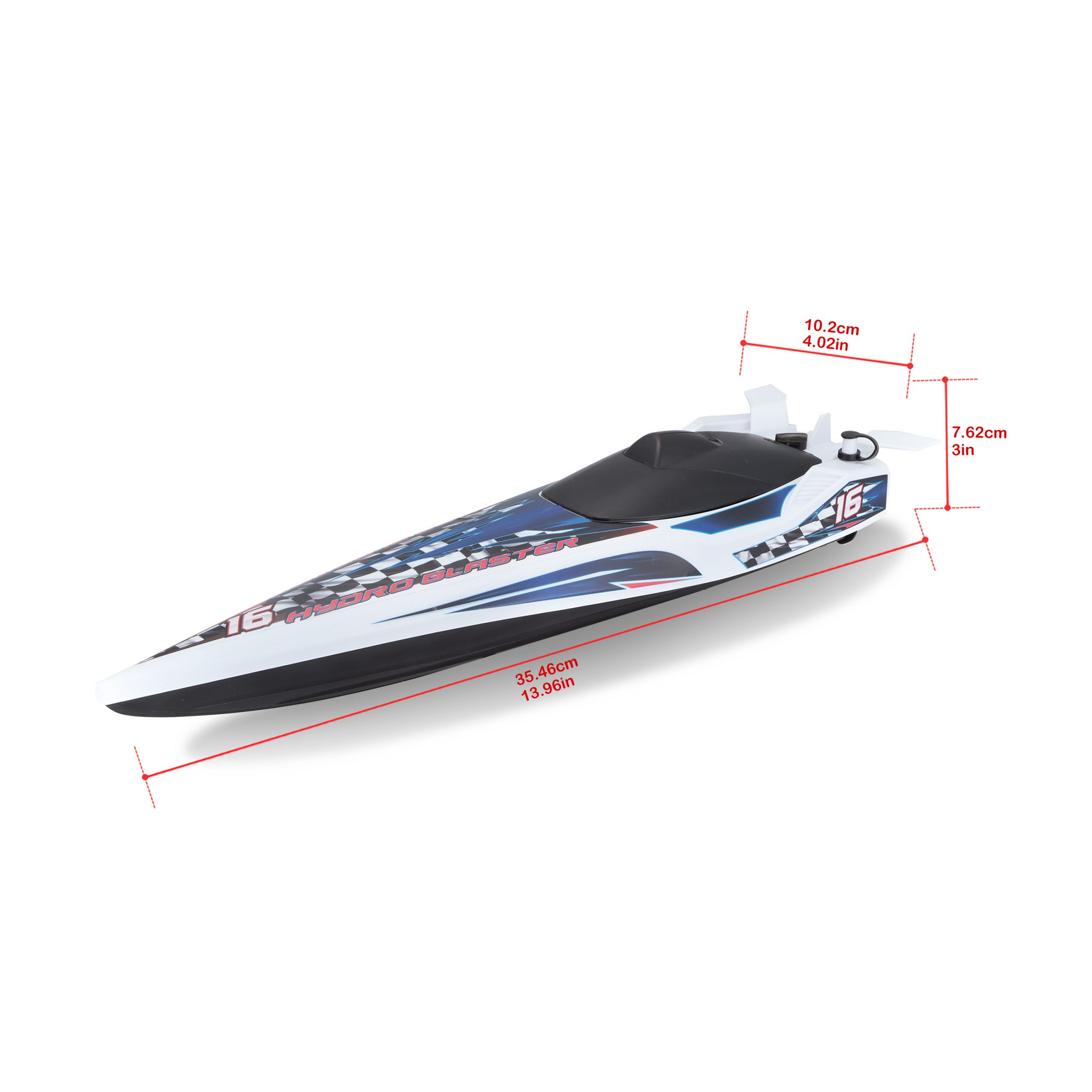 1.24 Hydroblaster RC Boat - White Blue - Image 4