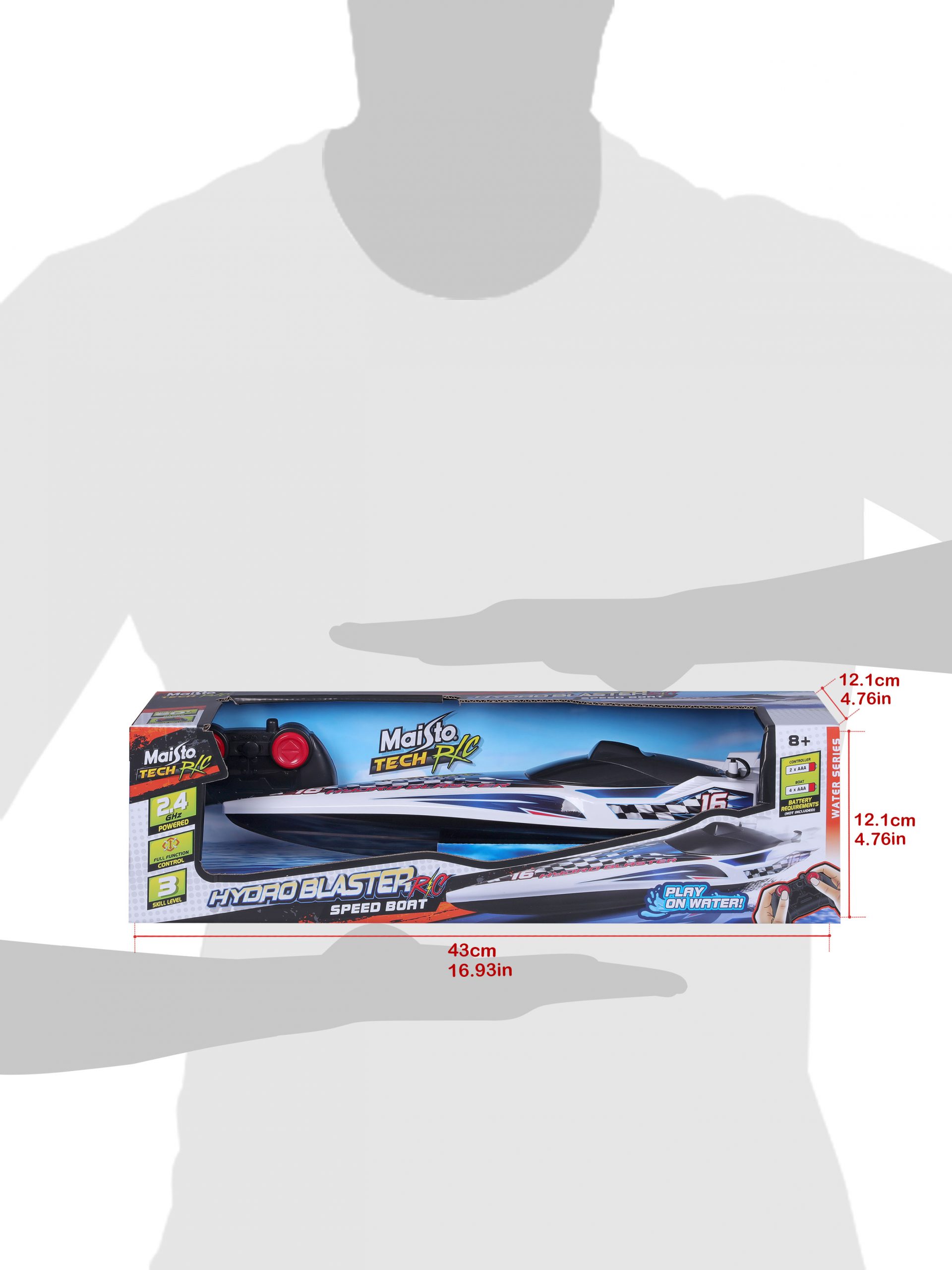 1.24 Hydroblaster RC Boat - White Blue - Image 16