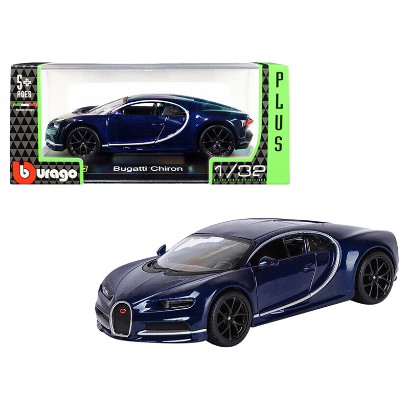 1:32 Bburago - Bugatti Chiron - Metallic Deep Blue in Window Box