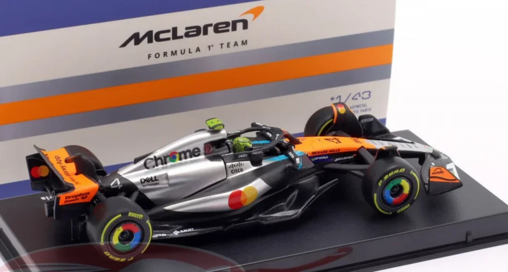 1:43 F1 2025 - McLaren MCL39 Special BritishGP Livery #4 Lando Norris in Acrylic Box