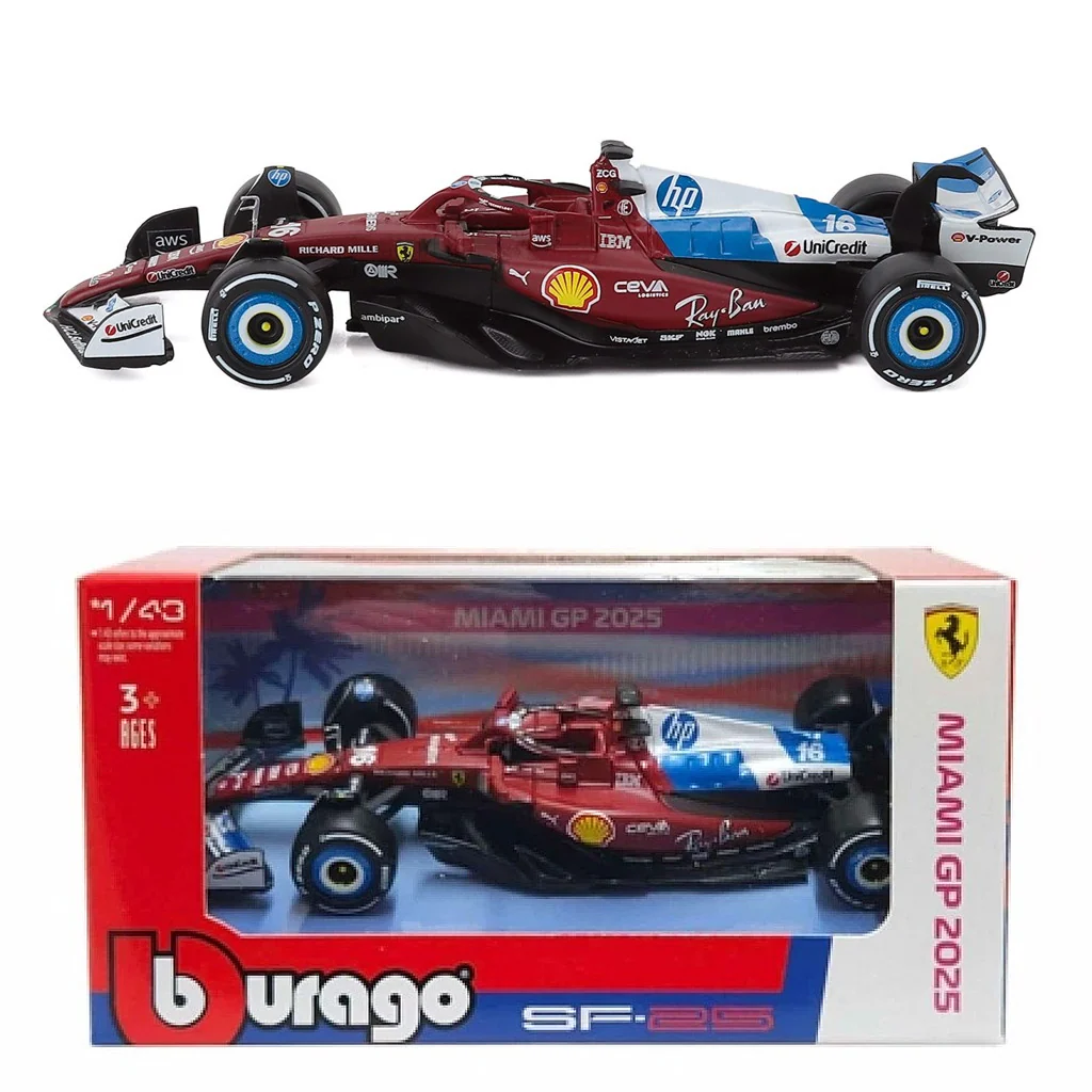 1:43 F1 2025 – Ferrari SF25 Special MiamiGP Livery #16 Charles Leclerc in Window Box