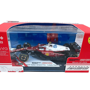 1:43 F1 2025 - Ferrari SF25 Special MonzaGP Livery #44 Lewis Hamilton in Acrylic Box Special Stand - Image 4